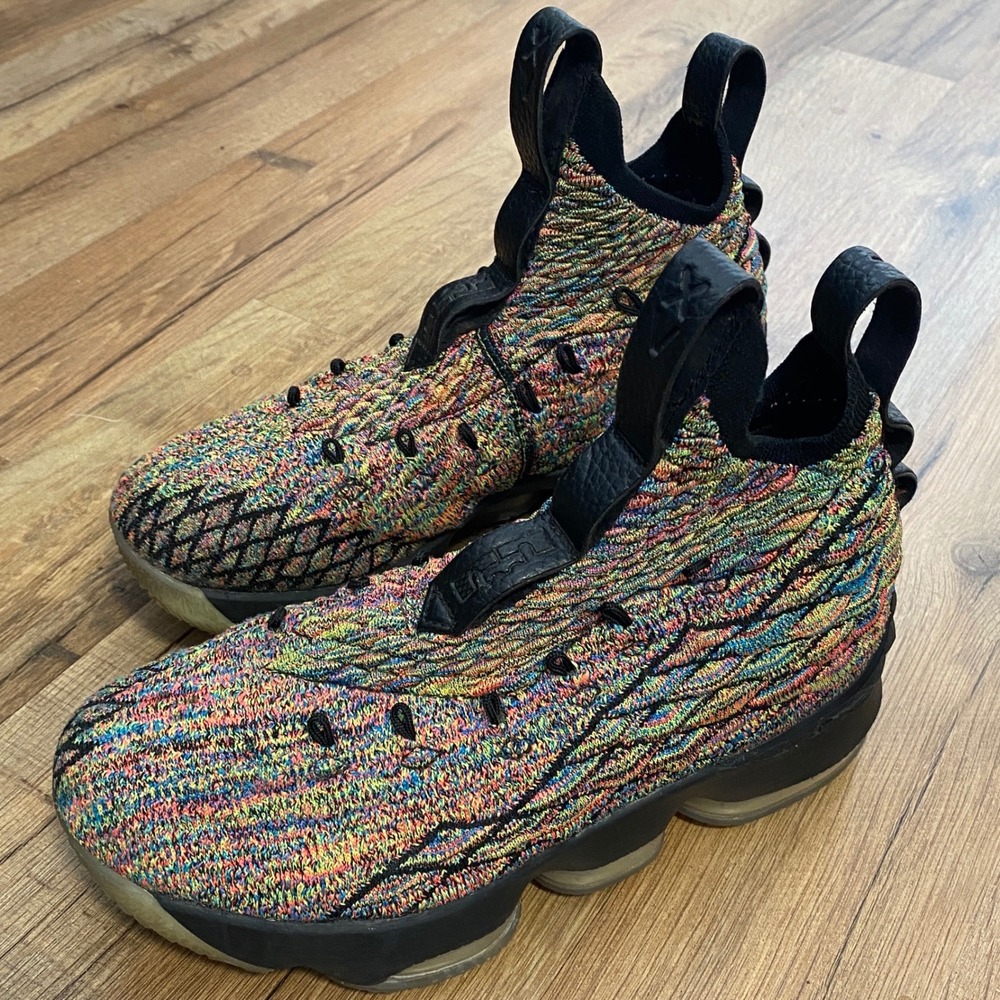 Nike LeBron 15 Fruity Pebbles Multi-Color Black 922811-101 Kids Size 4.5Y